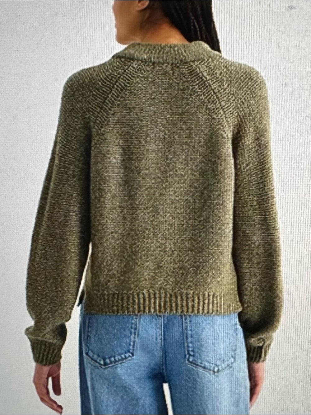 a.n.a A New Approach Olive V-Neck Textured Pullover - Picture 2 of 6